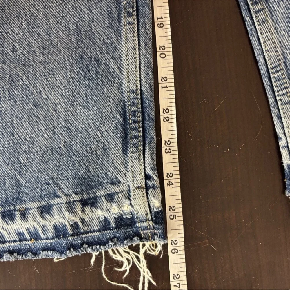 NWT Free People Women’s Yosemite Blue Denim Distressed Slit Hem Straight Jeans